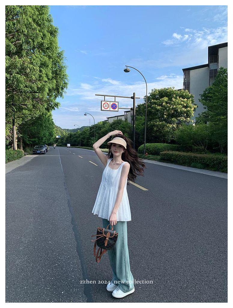2026 Summer Slimming Pleated Sleeveless Camisole for Feminine Commute