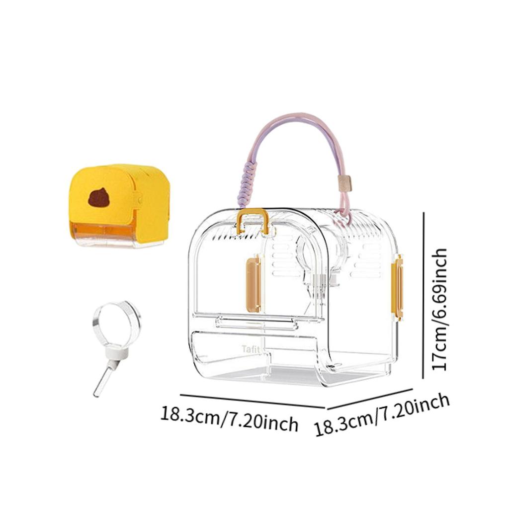 Hamster Travel Carrier Cage Small Animal Carrier Cage with Water Bottle Small Pet Outgoing Cage for Mice Squirrel Hedgehog