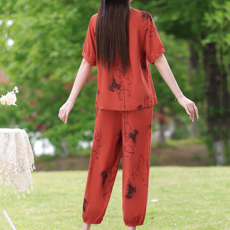 Elegant Women's Pants Sets Summer Casual Two Piece Set for Woman Vintage Clothes