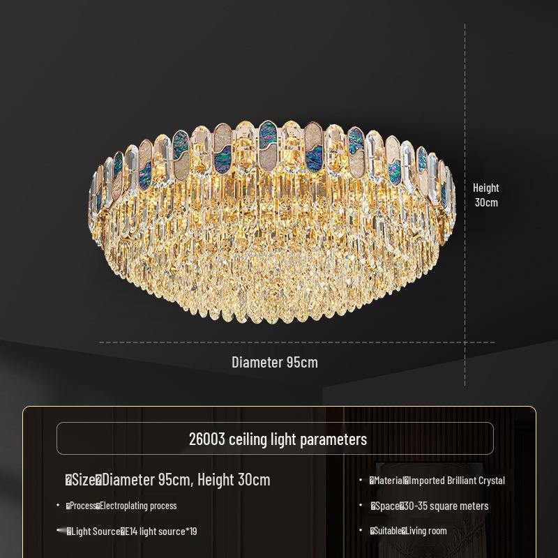 Luxury Crystal Chandelier Ceiling Light for Living, Dining, and Bedroom - High-End Colorful Shell Design