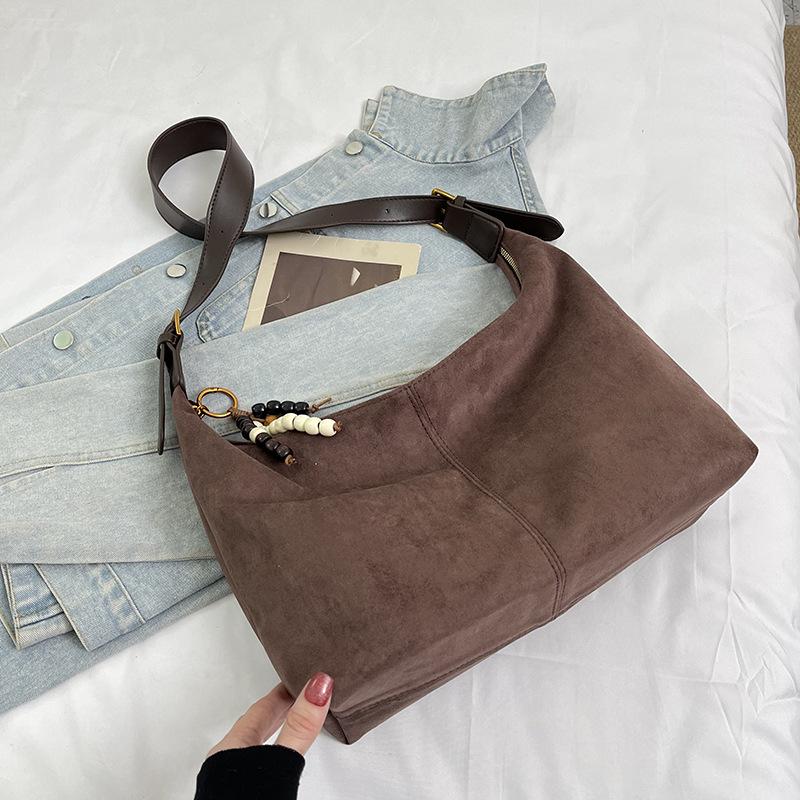 

Ретро японская и корейская нишевая сумка, плюшевая, модная, простая и вместительная сумка кофейный