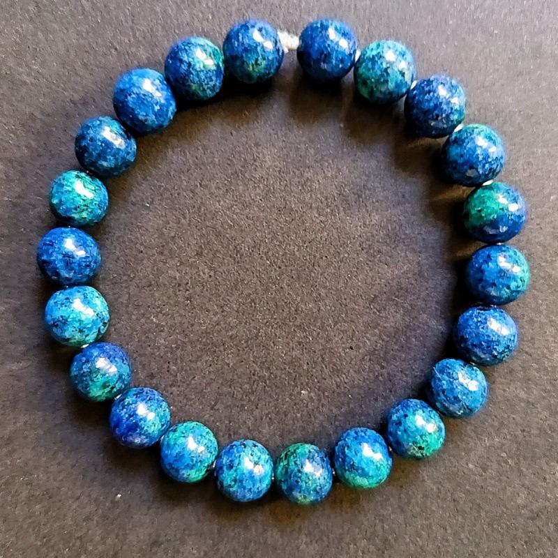 Crystal & Natural Stone Beaded Bracelet: Ruby Zoisite, Strawberry Quartz, Lapis Lazuli