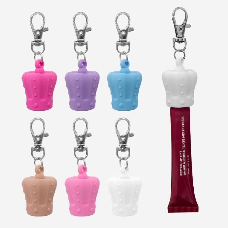 Lip Balm Keychain Caps Stylish Lip Balm Lid Key Holder Essential Key Accessory Silicone Texture Suitable for Women Girl