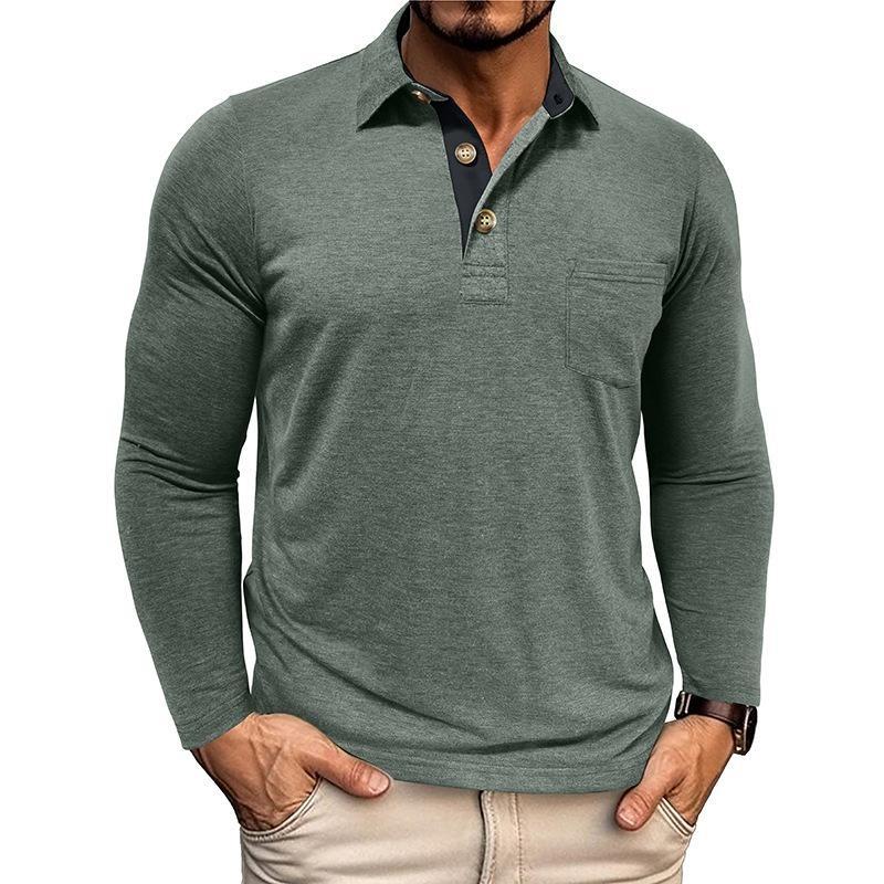 2025 New Autumn and Winter Men's Long-sleeved Lapel T-shirt Polo Shirt