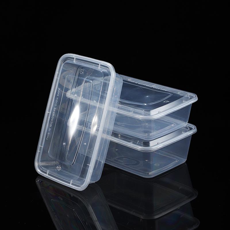 1000/1500ml Rectangular Disposable Food Container with Domed Lid - Thickened Transparent Takeout Box