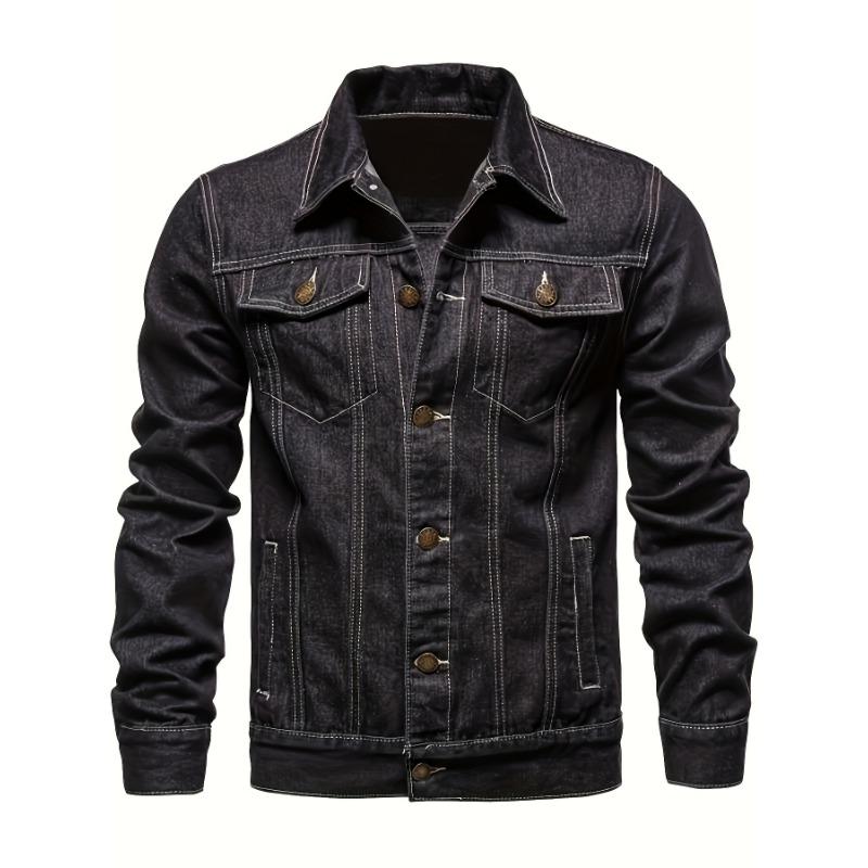 Autumn Men Solid Denim Jackets Fashion Motorcycle Vintage Jeans Jackets Hommes Slim Fit Cotton Casual Black Blue Coats