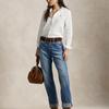 Polo Ralph Lauren Solid Color Brand Logo Long Sleeve Shirt Women Shirts White WMPOSHTNDO20755-100