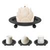 4 Pcs Iron Candle Plate Metal Candle Holder Matte Black Candles Plate Holder Round Candles Trays for Table Party Home Decoration