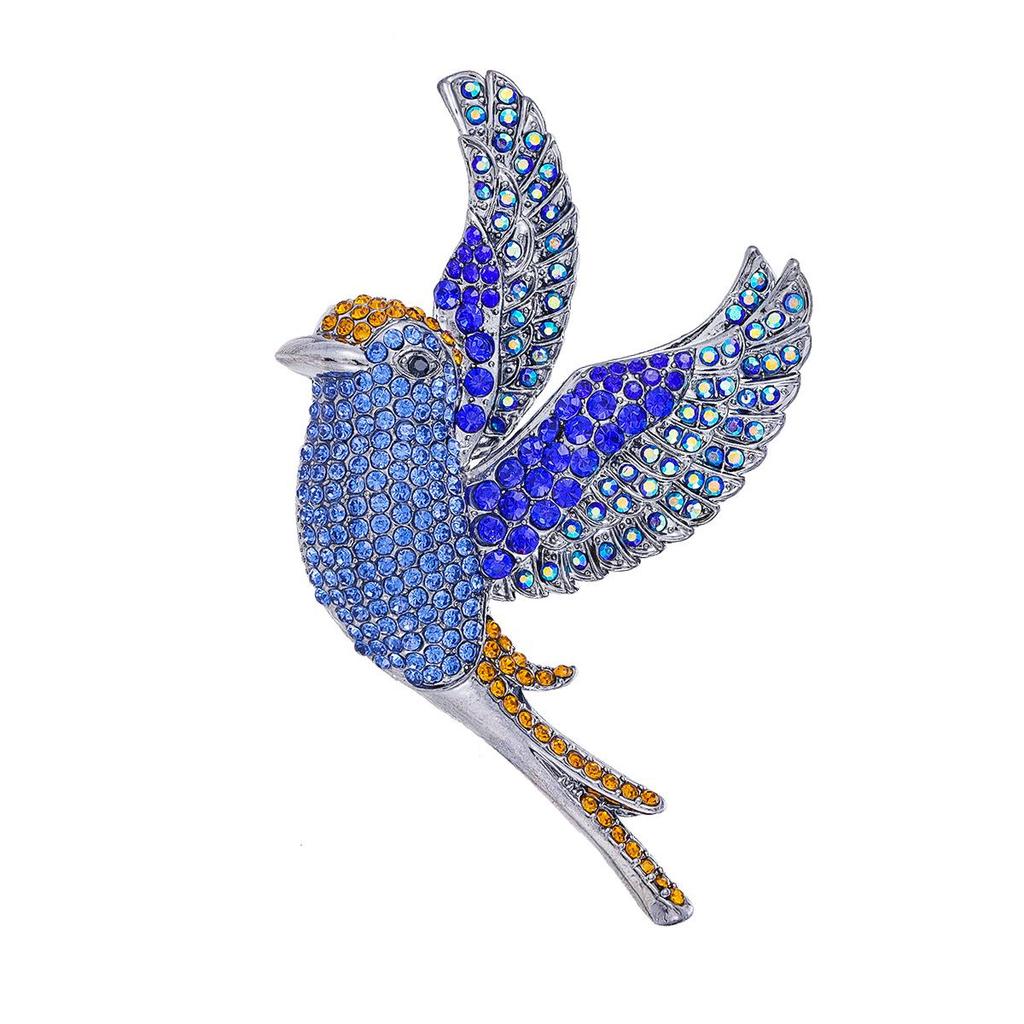 Hummingbird Crystal Rhinestone Brooch: Elegant Alloy Pin for Clothing Accessories