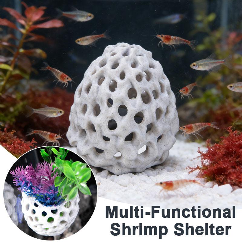 Shrimp House Hiding Cave Mini Porous Betta Fish Hide Spots Small Aquarium Landscaping Shelter Breeding Nest Multifunctional