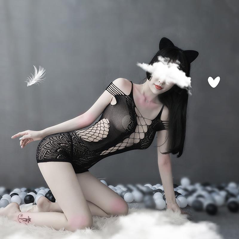 Sexy Underwear Sexy Suspender Mesh Hollow One-piece Jacquard Mesh, Hip-wrapped Lace Tight Skirt