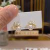 Korean & Japanese Camellia Pearl Stud Earrings: Stylish High-End Women's Fashion for Summer 2024.