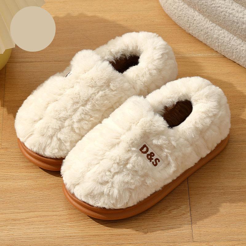 Women's Cotton Slippers Winter Bag Heel Home Warm and Non Slip Plush Cotton Shoes for Men Wearing Outside