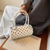 Korean Style Polka Dot Purse Mini Barrel Crossbody Bag for Women Top Handle Handbag for Daily Outings