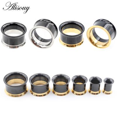 Alisouy 2 Pezzi Acciaio Inossidabile Filettato Vuoto Orecchio Tunnel di Carne Plug Expander Stretcher Gauge Doppio Svasato Orecchino Piercing Gioielli