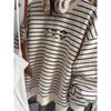 Sweatshirt for Women Oversize Stripes Thickened Loose Round Neck Casual Pullover Long Sleeve Winter Sweatshirt Top
