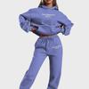 European-American Women's Fashion Letter Print Hoodie & Fleece Jogger Set