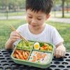 Auslaufsichere Silikon-Lunchbox 4 Fächer Lebensmittelaufbewahrungsbehälter Mittagszeit