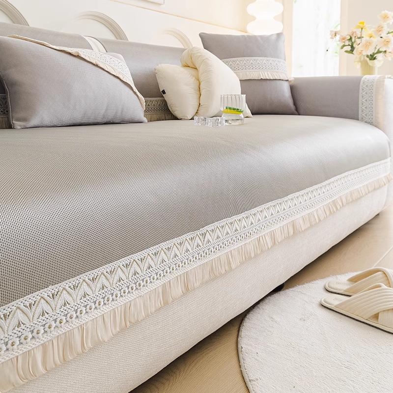 Ice Silk Sofa Cushion, Summer and Summer Non-slip Mat Cushion, New French Cream Wind Sofa Cover