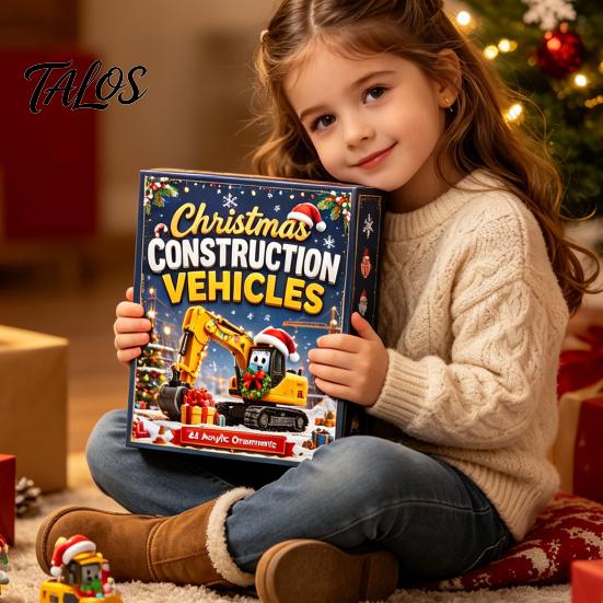 Acrylic Festive Decoration Transportation Vehicles Advent Calendar 2026 for Kids, 24 Day Christmas Countdown Set Eve Surprise with Collectible