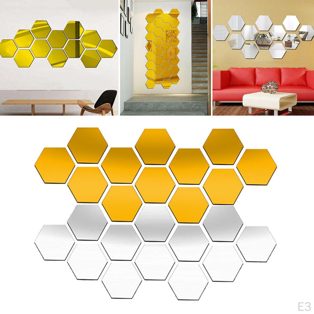 60 Pieces Removable Acrylic Mirror Setting Wall Sticker Decal for Home Living Room Bedroom Decor