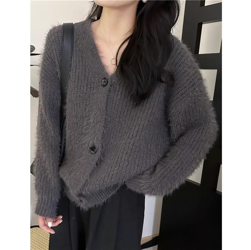 2024 Spring & Autumn European V-Neck Knitted Cardigan - Women's Stylish & Cozy Sweater Top
