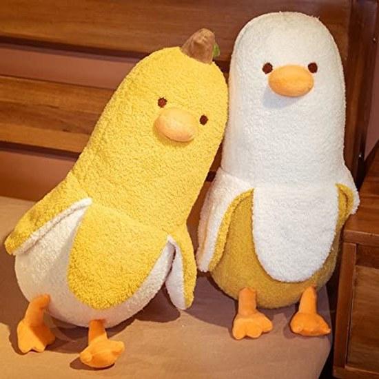 Homehalo Stuffed Animal Banana Body Pillow Cute Duck Plush Fluffy Cuddle Funny Long Comfortable Gift Mothers Day Celebration Christmas (50CM Yellow)