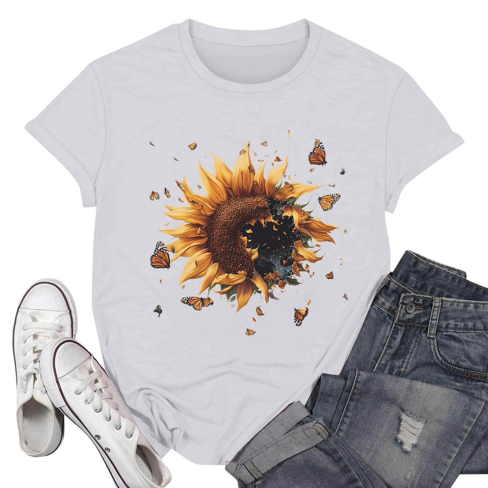 

Женская футболка с круглым вырезом и короткими рукавами с принтом L белый