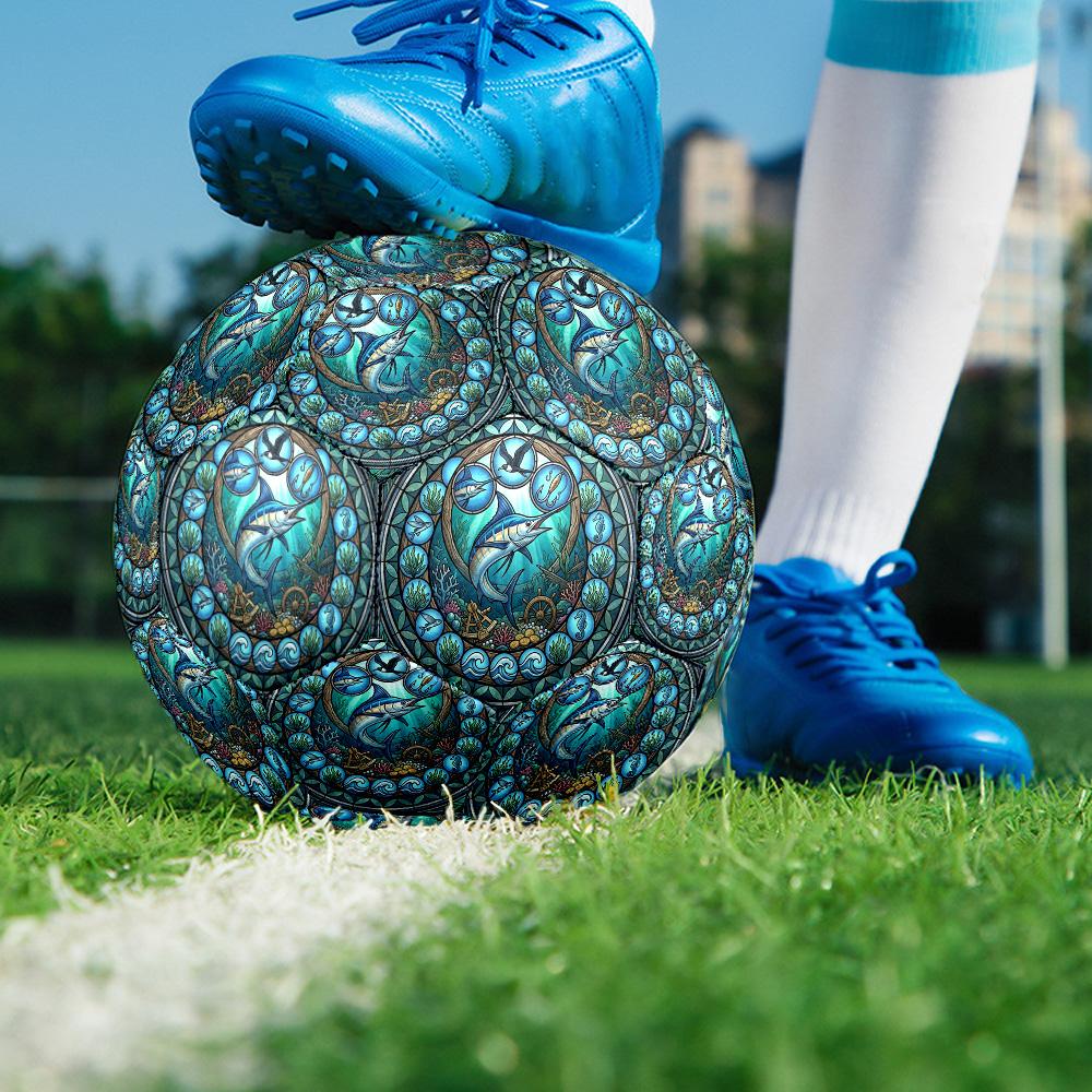 Marine Life Glass Round Football Size 5 Adult Ball Suitable for Training Matches and Outdoor Team.
