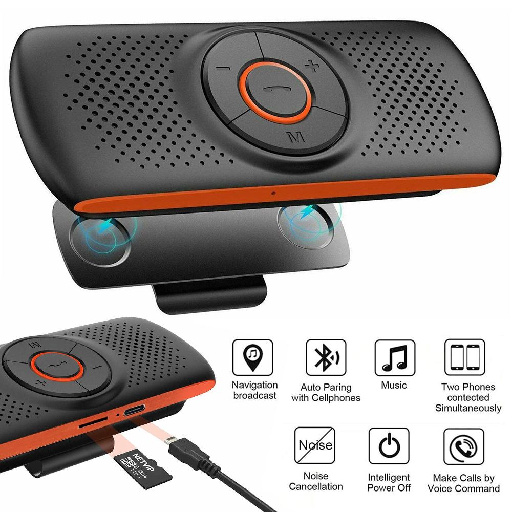Car Kit Handsfree Speakerphone Multipoint Sun Visor Speaker for Phone Smartphones Car Charger Hands Free Bluetooth-compatible