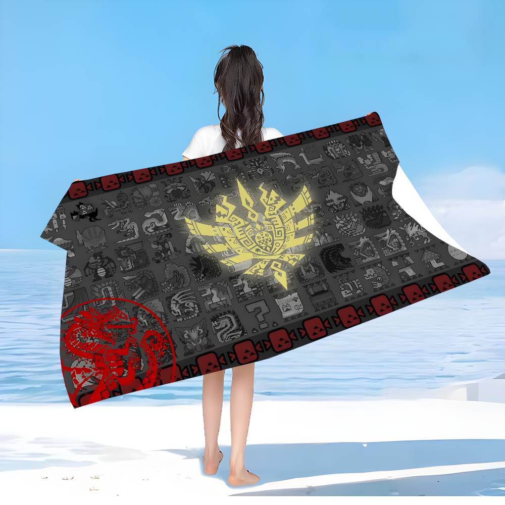 Monster Hunter Fashion Microfiber Beach Towel Absorbent Quick dry Soft Yoga Swimming Resort Mountain Climbing Towel