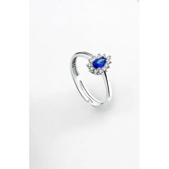 

Gümüş 925 Ayar Ayarlanabilir Safir Taşlı Damla Anturaj Yüzük