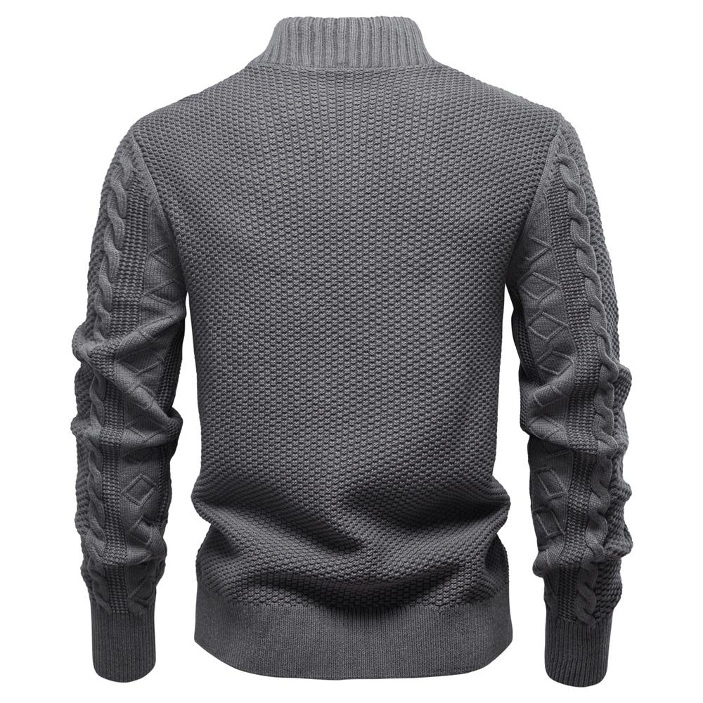 AIOPESON 2024 Classic Zip Up Jacket Men Cotton Solid Color Winter Warm Outdoor Casual Mens Outerwear Sweater Jakcet for Men