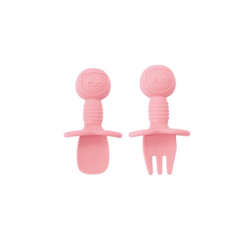 Children's Silicone Divided Plate & Cartoon Bear Spoon Fork Set - Drop-Proof Infant Feeding Tableware