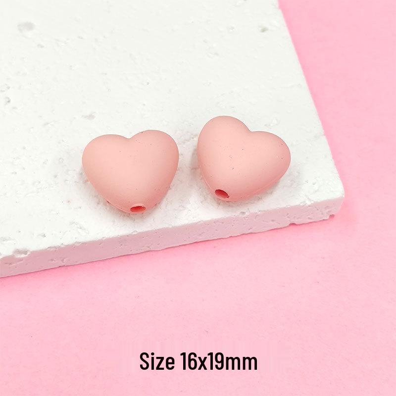 Perles Macaron Cœur - Cœur Pêche en Caoutchouc Tactile pour Collier, Bracelet et Accessoires de Cheveux DIY (E18)