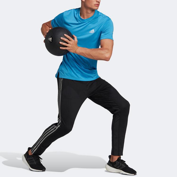 Adidas Alphabet Logo Print Crew Neck Short Sleeve T-Shirt Men Tops Blue HR5257