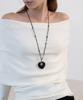 Tatiana Heart Ring Tide Leather String Long Necklace Nz2537