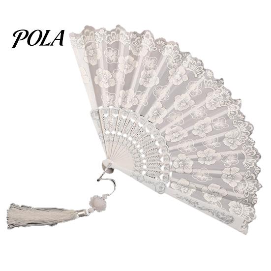 Flower Patterned Fan Retro Lace Folding Portable Lightweight Chinese Dance Handheld Cherry Blossom Compact Travel Pattern Elegant Women's with Tassel
