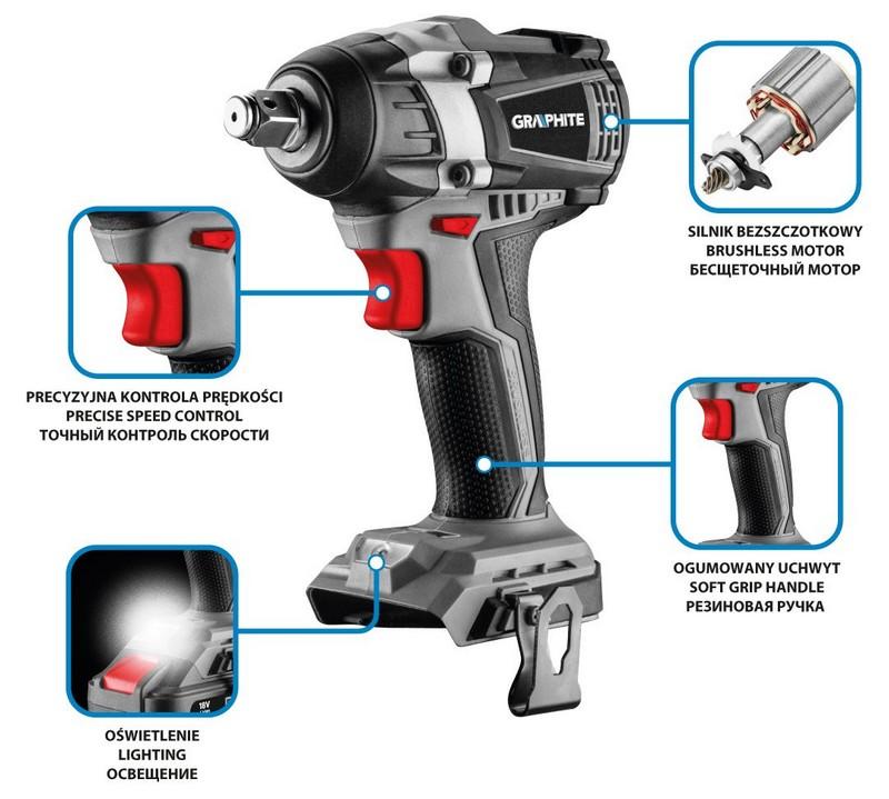 Energy 18V Li-Lon Cordless Impact Wrench Without Battery 300Nm - T 58G028