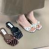 Schuhe Pantoffeln Lässige Sandalen Pantoffeln Damen Niedrige Keile Damen Strand Luxus 2026 Clogs Gummi Stoff PU Römische Hufabsätze Skandale