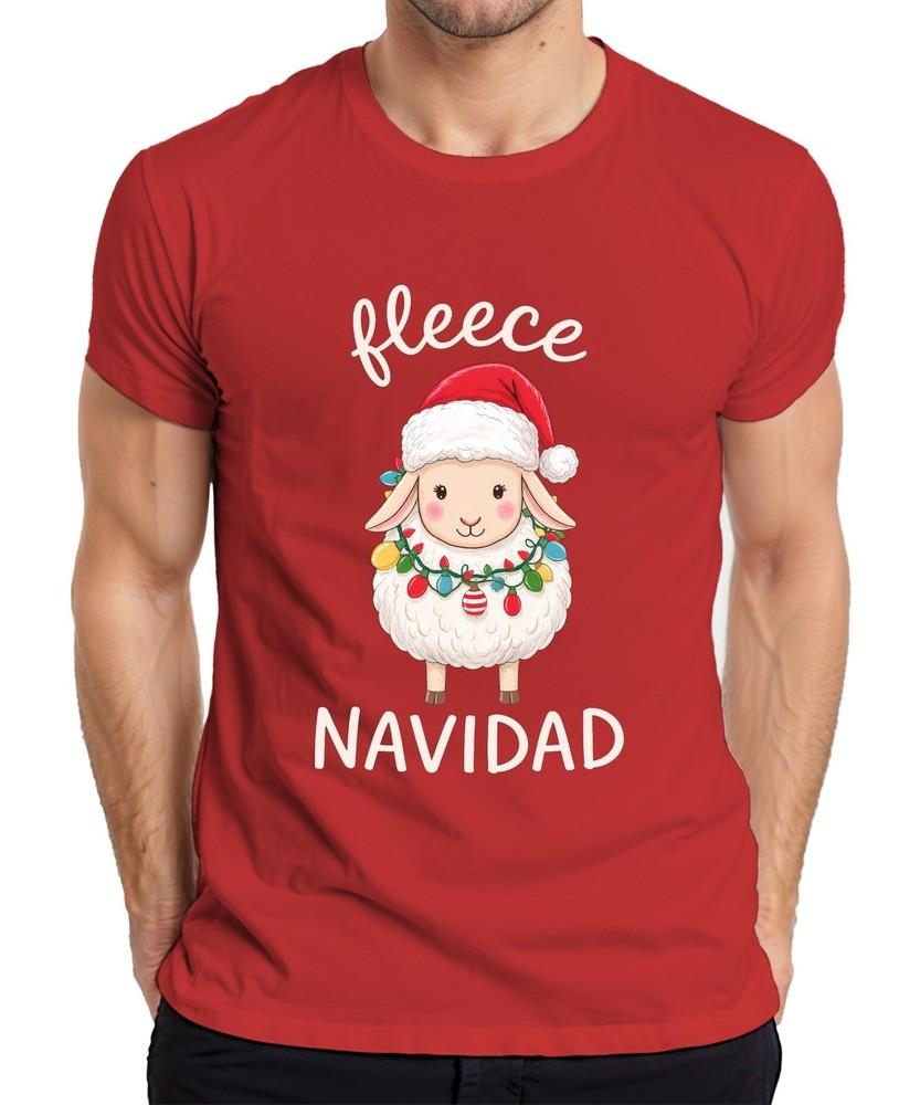 Fleece Navidad Cute Sheep Christmas String Lights Santa Unisexs TShirt