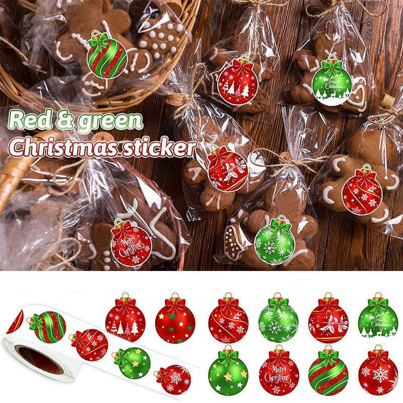 500pcs/Roll Round Window Display Sealing Sticker Decorative Gift Box Self-adhesive Stickers Christmas Decor