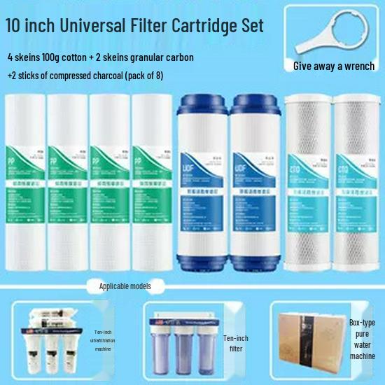 "Universal 10-Inch Water Purifier Filter: 3-Stage PP Cotton, UDF Granular Carbon, CTO Compressed Activated Carbon for Home"
