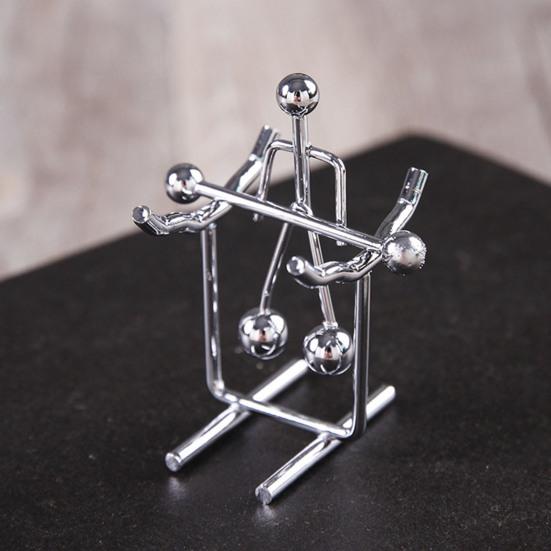 Mini Balancing Iron Men Toy Helicopter Weightlifter Horizontal Bar Guitar Man Physics Balance Toy Tumbler Kinetic Art Decompressive Desk Toy Home