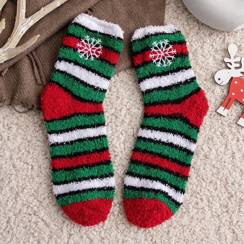 Weihnachtssocken Kinder Mittelhohe Socken Baumwolle Fleece Verdickte Schlafsocken Korallenfleece Warm Niedlich Fleece Kurze Socken