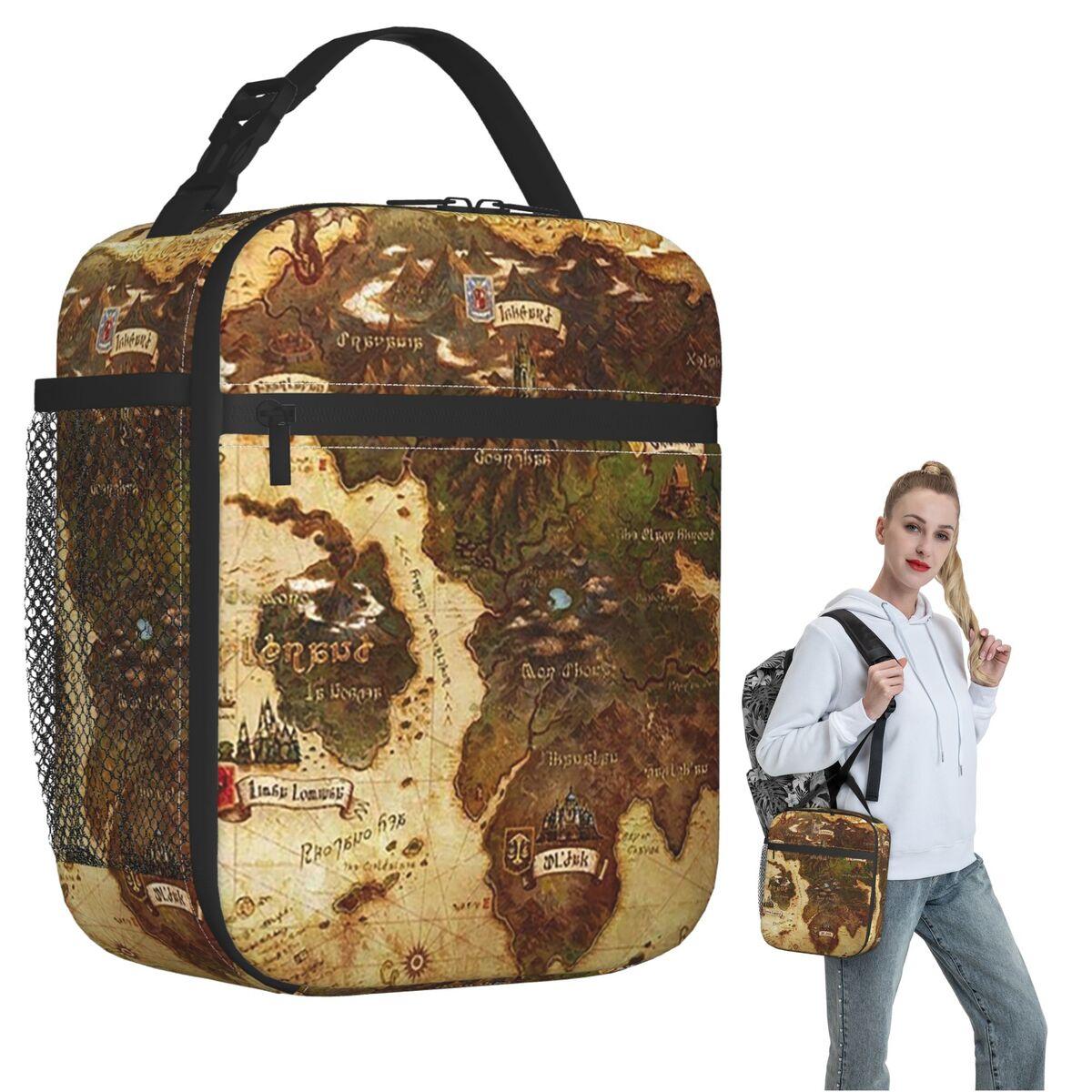 Eorzea Ffxiv Map Insulated Lunch Bag for Women Children Portable Food Boxes Thermal Lunch Box Tote One Size