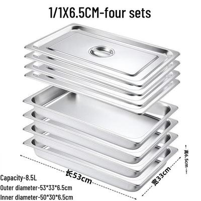 Juego de Recipientes para Alimentos con Tapa de Acero Inoxidable 316L 1/1 GN