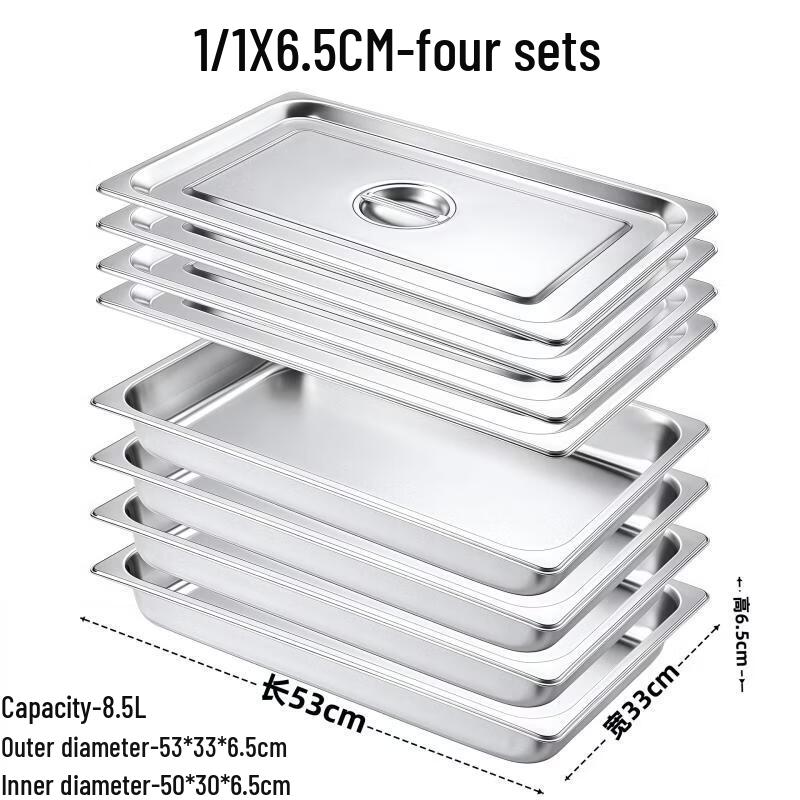 Commercial Stainless Steel 3-Compartment Gastronorm Pan Set