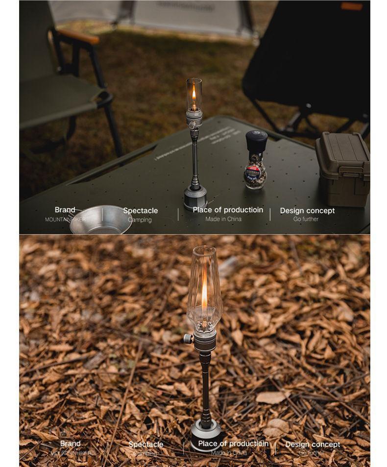 Octagonal Silver Small Gas Camping Lantern Set