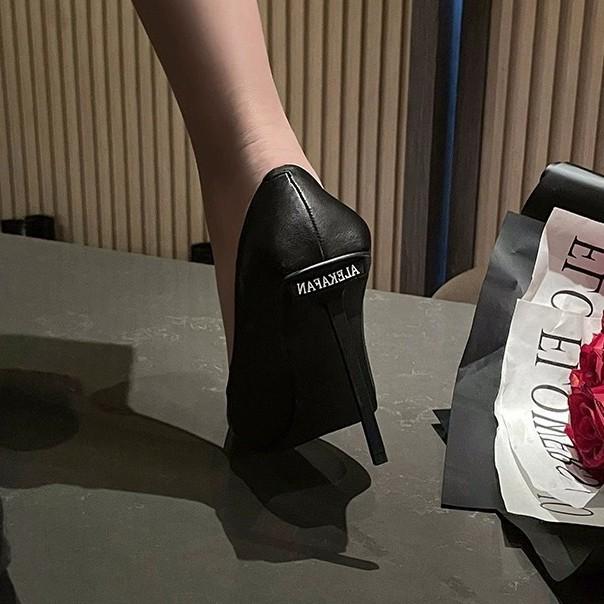 Temperament Muse Ultra-high Heel Women's Shoes Slim Heel Single Shoes Sexy Pointed Simple Advanced Sense Not Tired Feet Skinny High Heels